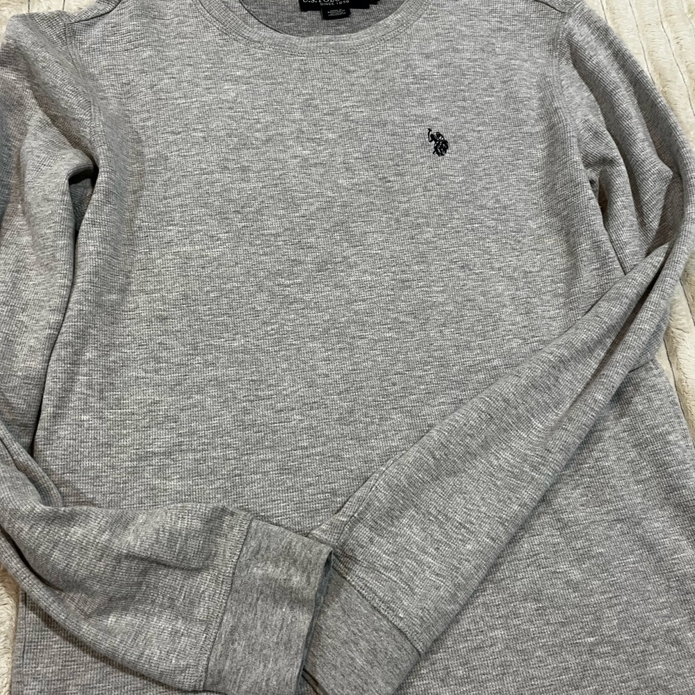 U.S. Polo Assn. Gray Waffle Knit Top
